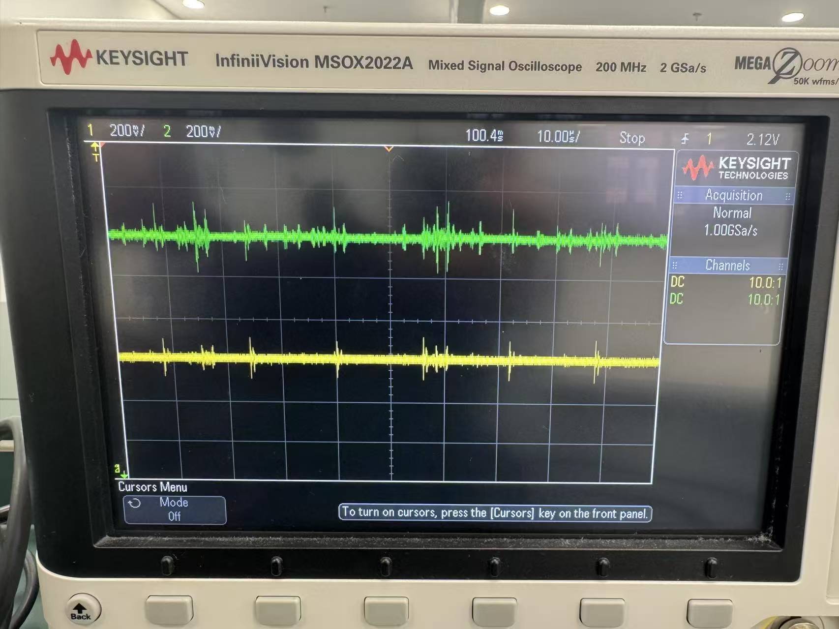FIG.06 · Chasing switching noise spikes on both channels